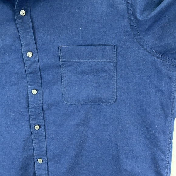 Tasso Elba Men’s Linen Shirt Sz XL Navy 55% Linen 45% Cotton Short Sleeves EUC - Picture 7 of 11